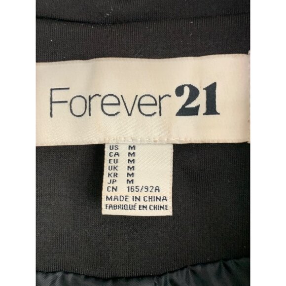 Forever21 Black Fitted Blazer Jacket M Zip Away Hem Crop RY10373 - Picture 6 of 9